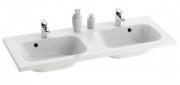Двойная раковина для ванной на тумбу Ravak Chrome со скрытым переливом белая XJG01212000