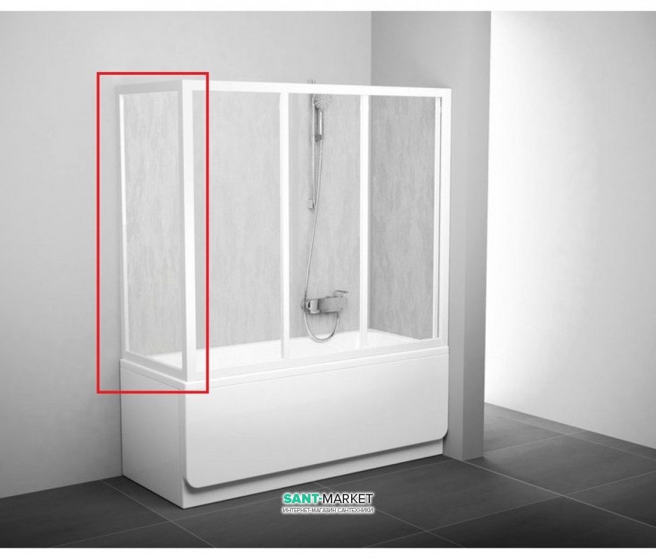 Боковая стенка для ванной Ravak Supernova APSV-80 белый профиль стекло Grape 95040102ZG