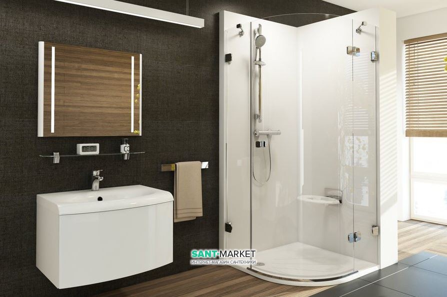 Душовий куточок напівкруглий Ravak Brilliant BSKK3-100 R профіль хром скло transparent 3UPAAA00Y1