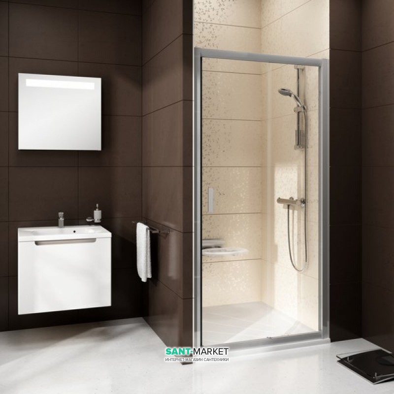 Дверь душевая прямоугольная Ravak Blix BLDP2-100 профиль сатин прозрачное стекло 0PVA0U00Z1