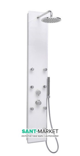 Гідромасажна панель для душу з термостатом Ravak Jet Glass скло латунь хром X01452