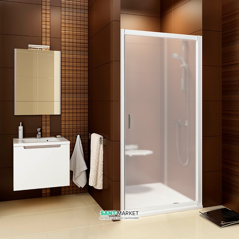 Дверь душевая прямоугольная Ravak Blix BLDP2-110 профиль белый стекло grape 0PVD0100ZG