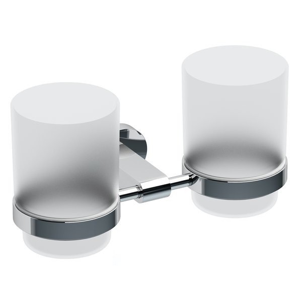 Два стакана для зубных щеток с держателем Ravak Chrome CR 220 хромированная латунь матовое стекло X07P189