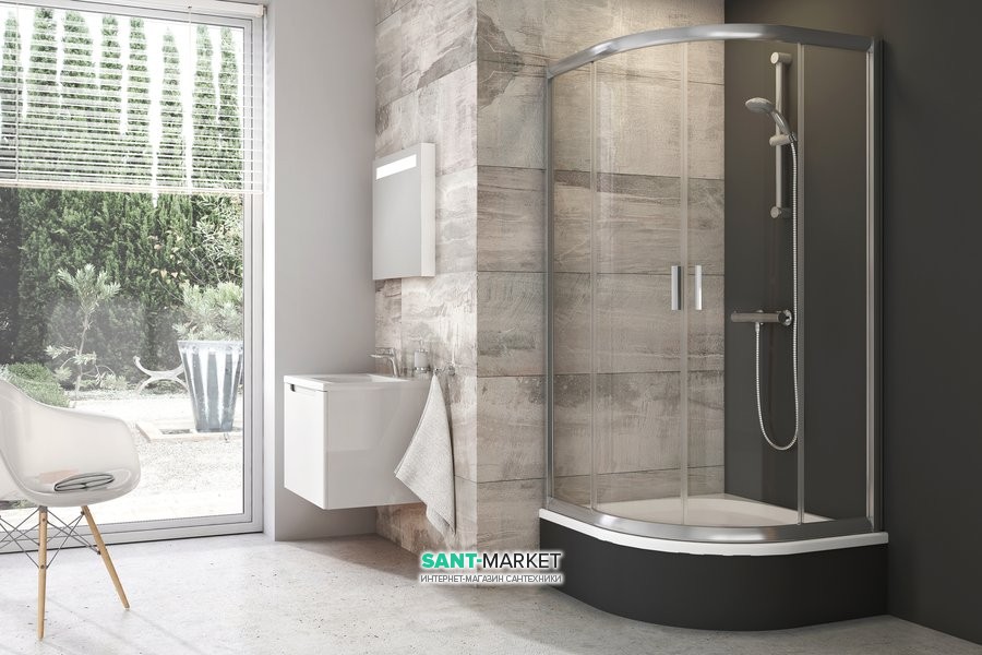 Душевой уголок полукруглый Ravak Blix BLCP4-80 Sabina профиль сатин стекло transparent 3B240U40Z1