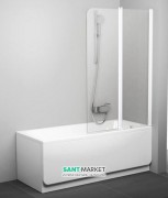 Шторка для прямоугольной ванны Ravak 10° 10CVS2-100 R двухэлементная профиль белый стекло transparent 7QRA0103Z1