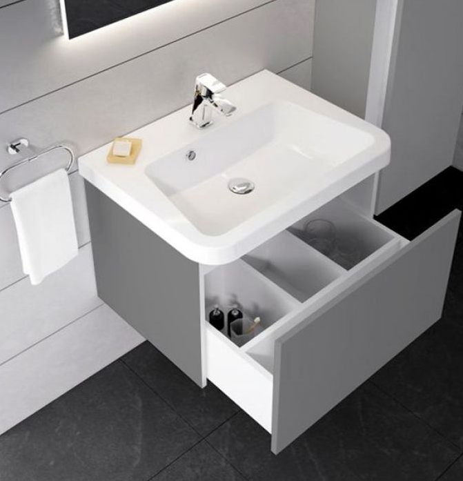 Тумба під раковину підвісна Ravak 10 ° SD 650 ДСП / МДФ сірий глянець X000000737