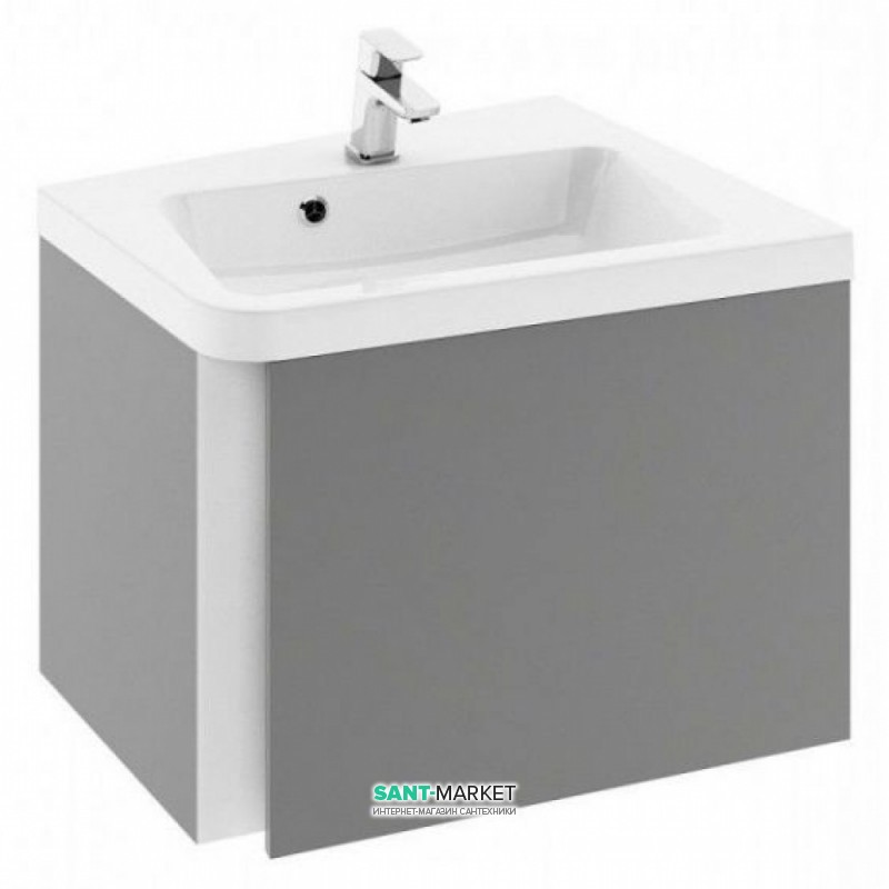 Тумба под угловую раковину подвесная Ravak 10° SD 650 R ДСП/МДФ серый глянец X000000749