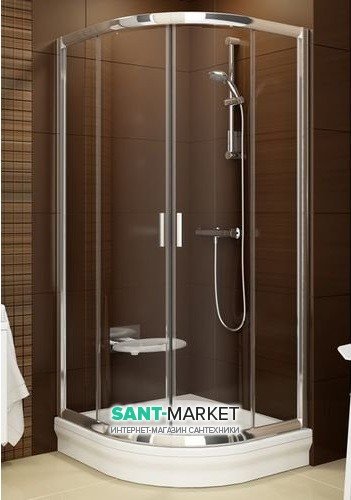Душевой уголок полукруглый Ravak Blix BLCP4-80 профиль хром стекло grape 3B240C00ZG