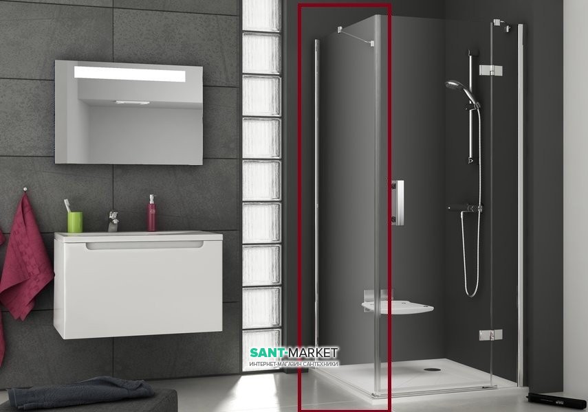 Стенка для душевой кабины Ravak SmartLine SMPS-80 L профиль хром стекло transparent 9SL40A00Z1