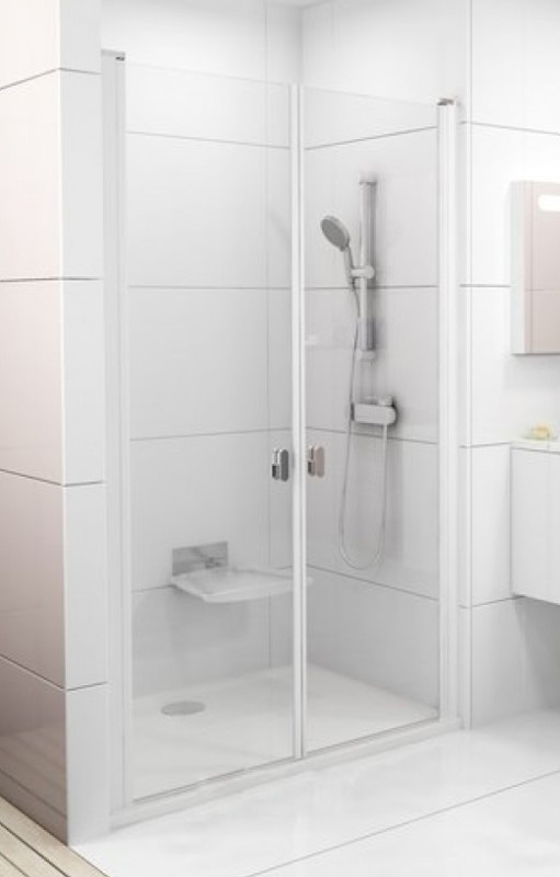 Дверь душевая прямоугольная Ravak Chrome CSDL2-90 профиль белый стекло transparent 0QV7C10LZ1