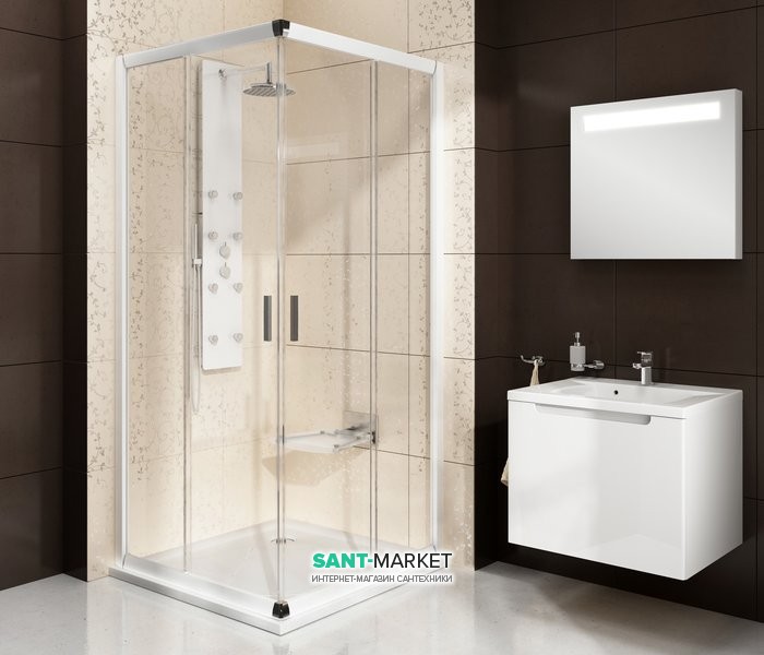 Душовий куточок квадратний Ravak Blix BLRV2-80 білий профіль скло grape 1LV40100ZG
