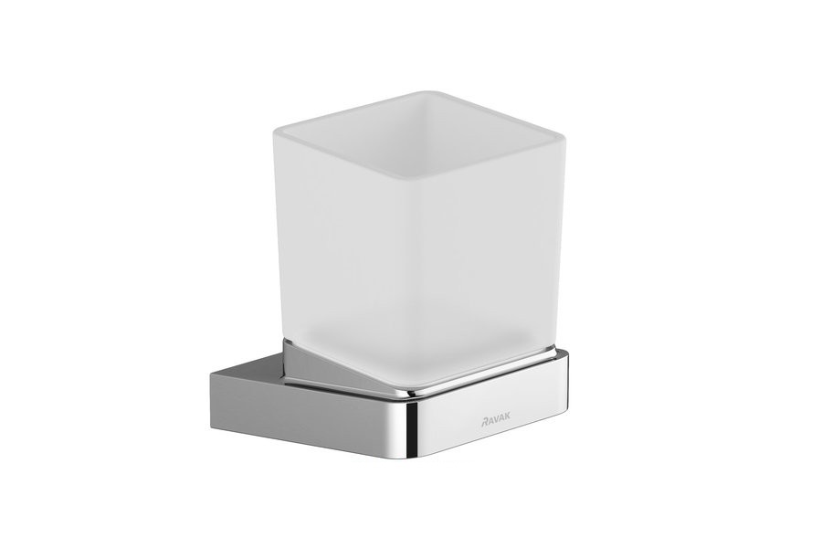 Стакан для зубных щеток Ravak 10° TD 210 с держателем хромированная латунь матовое стекло X07P321