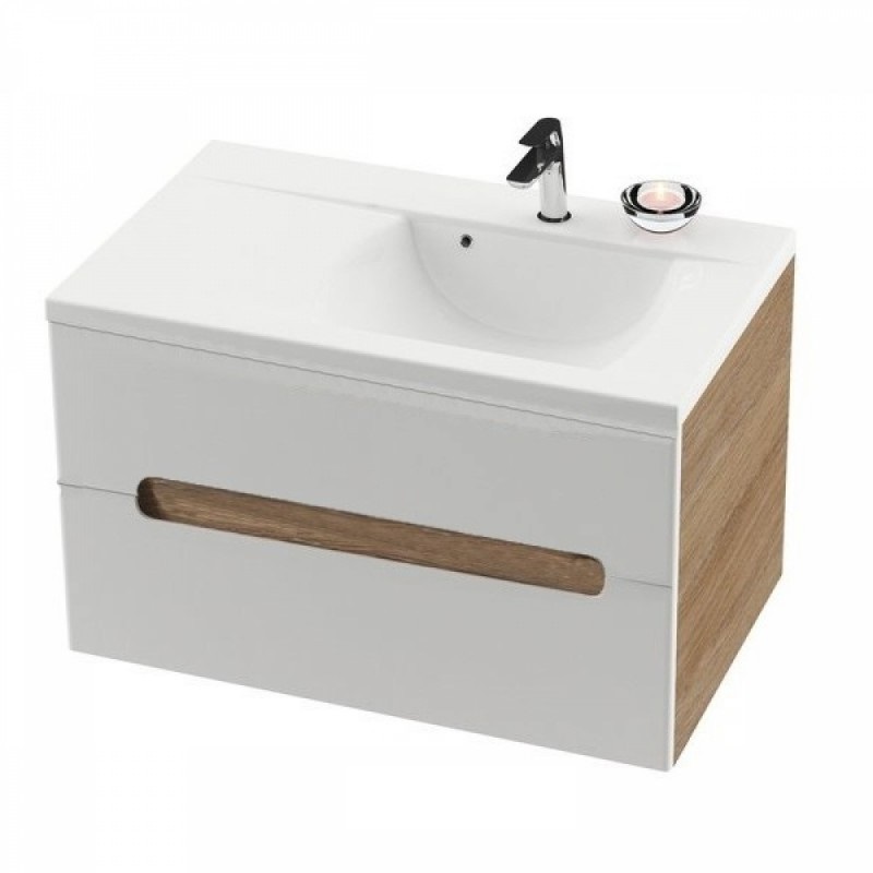 Тумба под раковину подвесная Ravak Classic II SD 800-L ДСП/МДФ капучино/белый глянец X000000913