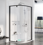 Душовий куточок напівкруглий Ravak Pivot PSKK3-80 профіль чорний скло transparent 37644300Z1