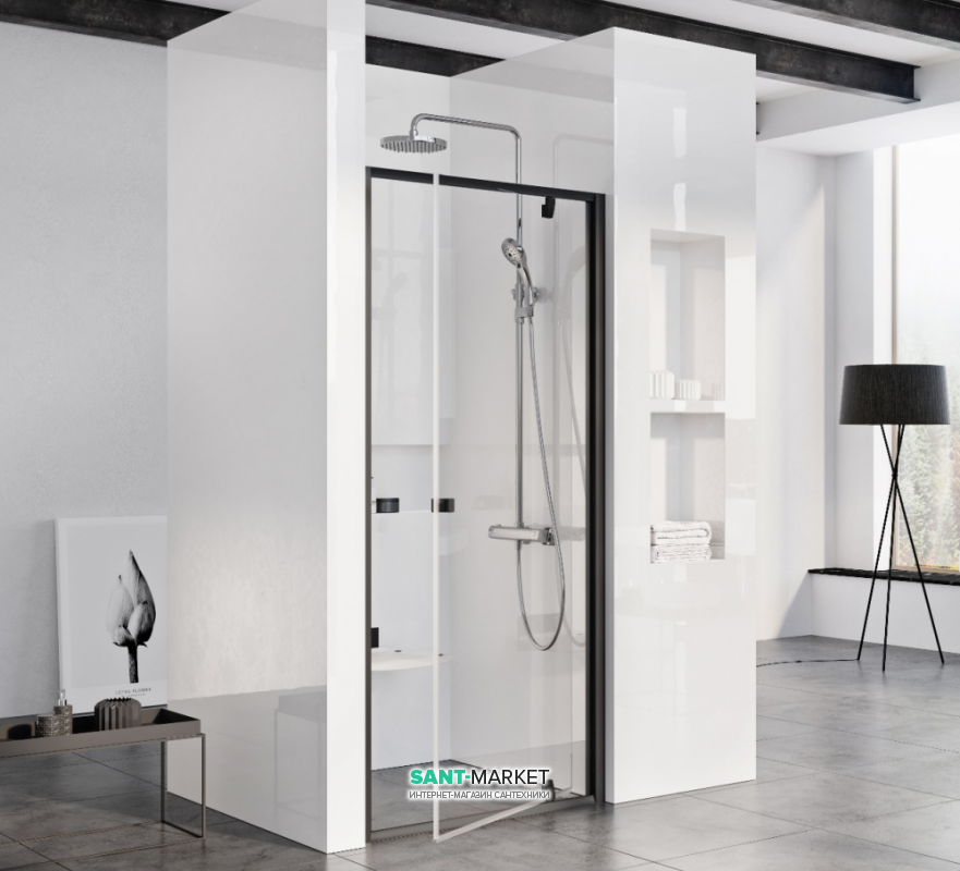 Двері душова прямокутна Ravak Pivot PDOP1-100 профіль чорний скло transparent 03GA0300Z1