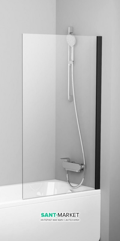 Шторка для ванни Ravak PVS1-80 одноелементна профіль чорний скло transparent 79840300Z1