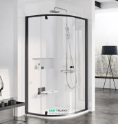 Душовий куточок напівкруглий Ravak Pivot PSKK3-100 профіль чорний скло transparent 376AA300Z1