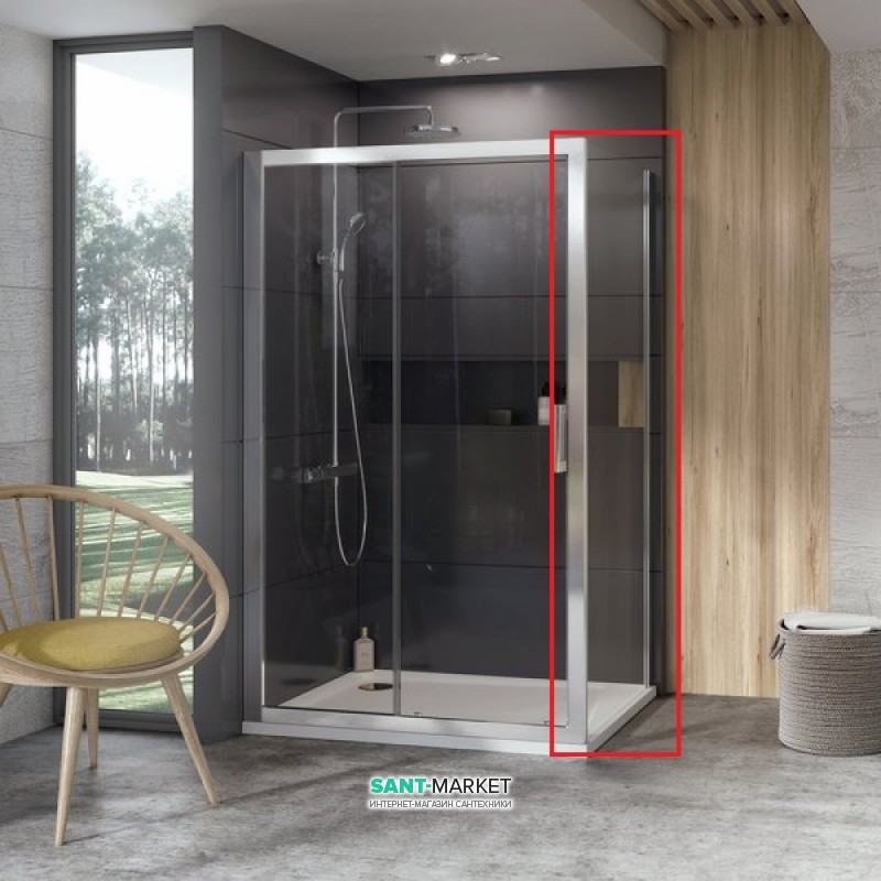 Стенка для душевой кабины Ravak 10° 10PS-80 профиль полированный алюминий стекло transparent 9UV40C00Z1