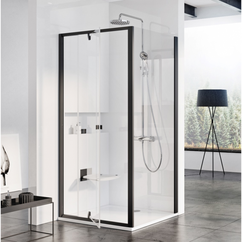 Стінка для душової кабіни Ravak Pivot PPS-80 профіль чорний скло transparent 90G40300Z1