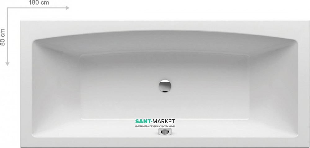 Ванна акрилова Ravak Formy 02 180x80 прямокутна біла C891000000