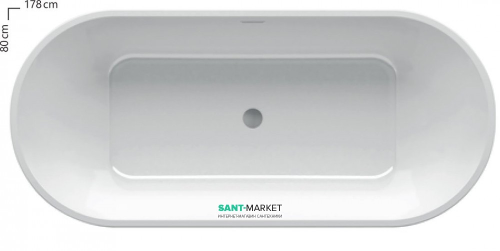 Ванна акриловая отдельно стоящая Ravak Freedom Solo 178х80 овальная белая XC00100025