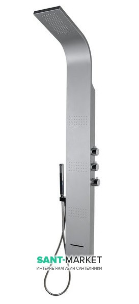 Гидромассажная панель для душа с термостатом Ravak Jet Pure металл алюминий сатин X01501