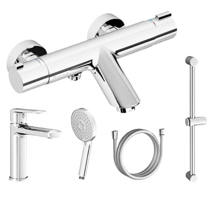 Комплект смесителей для ванной с душевым гарнитуром Ravak Termo 5 в 1 (HA 012,TE 022,953.00,972.00,914.00) 70320277