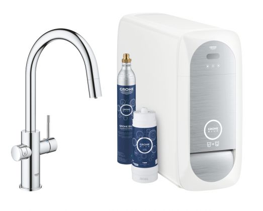 Змішувач для кухні зі стартовим пакетом Grohe Blue Home висувною С-виливши латунь хром 31541000