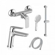 Комплект смесителей для ванной с душевым гарнитуром Ravak Classic 5 в 1 (CL 012 + CL 032 + 953.00 + 972.00 + 911.00) 70320253