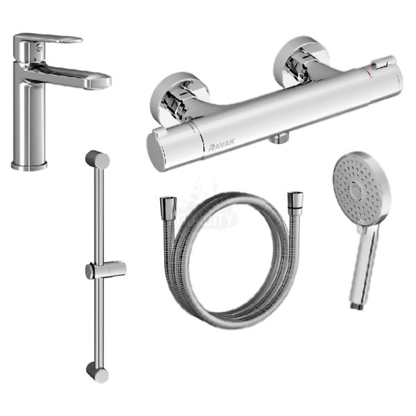 Комплект змішувачів для ванної з душовим гарнітуром Ravak Termo 5 в 1 (HA012.00 + TE032.00 + 953.00 + 972.00 + 914.00) 70320278