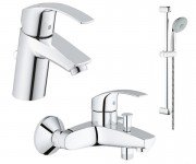 Комплект смесителей для ванной с душевым гарнитуром Grohe Eurosmart 3 в 1 хром 123238