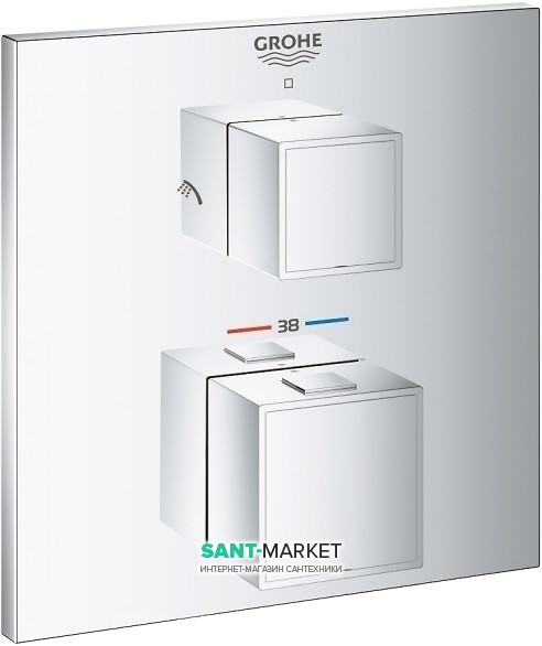 Термостат для душа встраиваемый Grohe Grohtherm Cube двухвентильный на два положения латунь хром 24155000