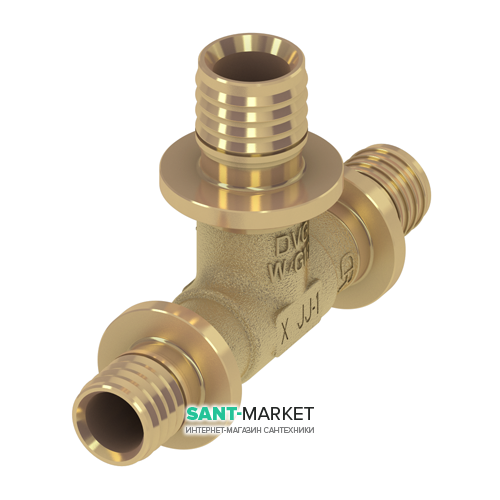 Потрійний різьбовій фітінг TECE TECEflex 90 ° редукційний 50х32х50 латунь 710526