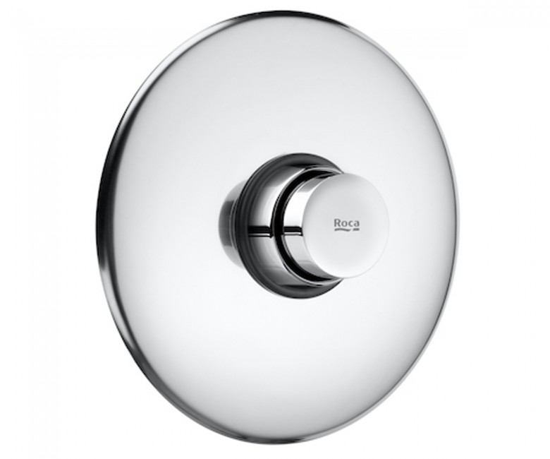 Смывная кнопка-клапан для писсуара Roca Instant с круглой настенной пластиной A5A9077C00