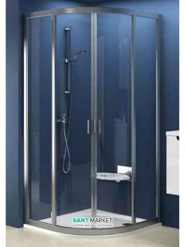 Душовий куточок Ravak Supernova SKCP4-80 напівкруглий профіль сатин скло grape 31140U00ZG