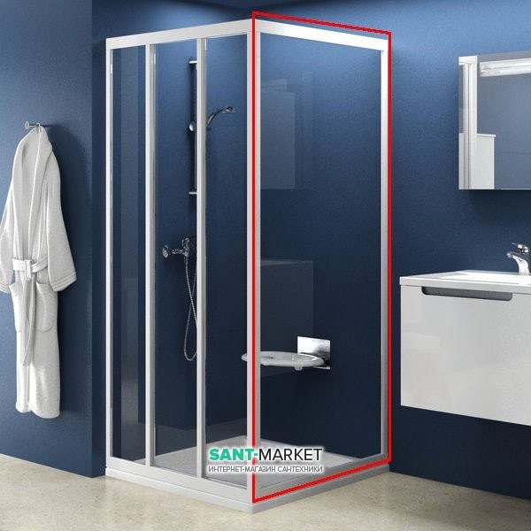 Стінка для душової кабіни Ravak Supernova APSS-90 білий профіль скло transparent 94070102Z1