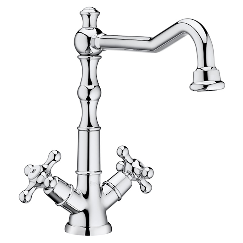 Високий змішувач для раковини з поворотним виливом Roca Carmen донний клапан click-clack латунь хром A5A384BC00