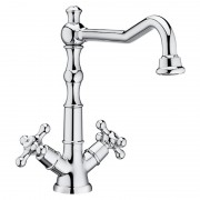 Высокий смеситель для раковины с поворотным изливом Roca Carmen донный клапан click-clack латунь хром A5A384BC00