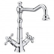 Высокий смеситель для раковины с поворотным изливом Roca Carmen донный клапан click-clack латунь хром A5A384BC00