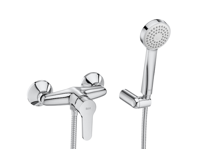 Душевой набор с однорычажным настенным смесителем без излива Roca Arola латунь хром A5A206AC0K