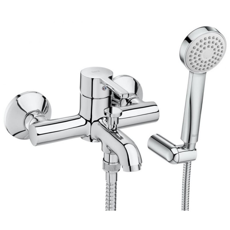 Душевой набор с однорычажным настенным смесителем для ванны и душа Roca Carelia латунь хром A5A018AC0K