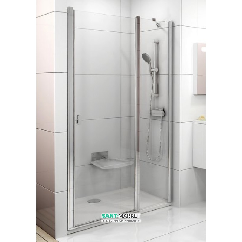 Дверь душевая двухэлементная Ravak Chrome CSD2-110 полированный алюминий прозрачное стекло 0QVDCC00Z1