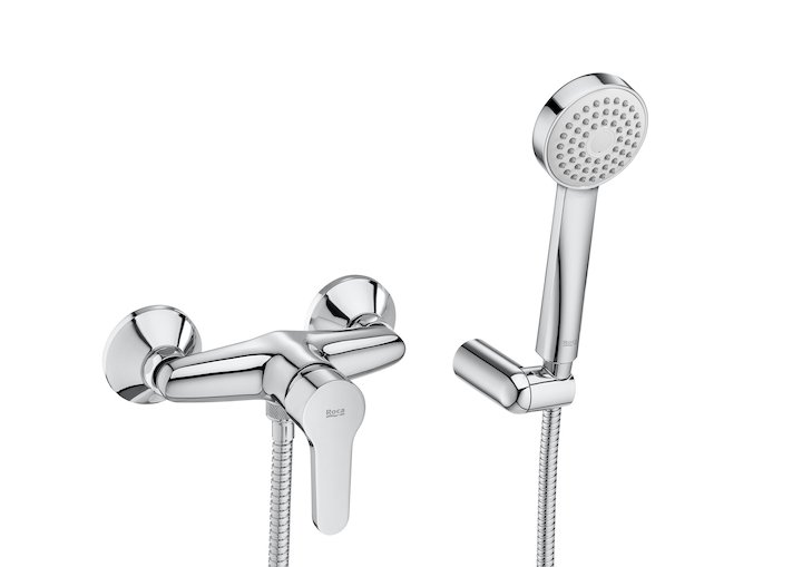 Душовий набір з одноважільним настінним змішувачем без виливу Roca Arola латунь хром A5A206AC0K