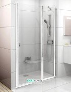 Двері душова двохелементна Ravak Chrome CSD2 профіль білий прозоре скло 0QVAC100Z1