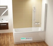 Шторка для прямоугольной ванны Ravak CVS1-80 R одноэлементная правосторонняя профиль белый стекло transparent 7QR40100Z1