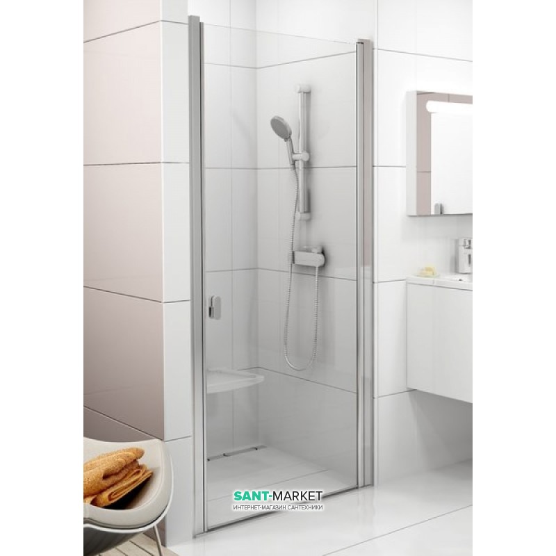 Дверь душевая одноэлементная Ravak Chrome CSD1-80 профиль полированный алюминий прозрачное стекло 0QV40C00Z1