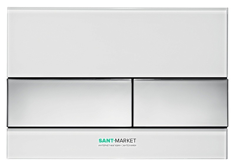 Панель смыва для унитаза TECE TECEsquare с двумя клавишами стеклянная белая клавиши хром глянцевый 9240802