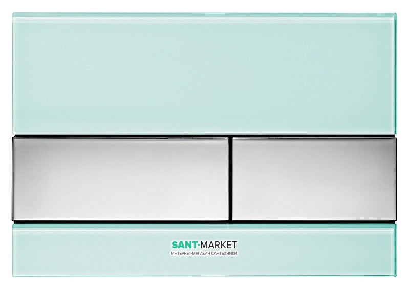 Панель смыва для унитаза TECE TECEsquare с двумя клавишами стеклянная зеленая клавиши хром глянцевый 9240805