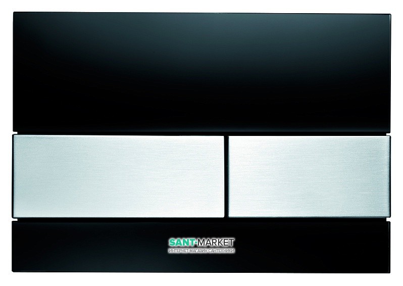 Панель смыва для унитаза TECE TECEsquare с двумя клавишами стеклянная черная клавиши нержавеющая сталь 9240806