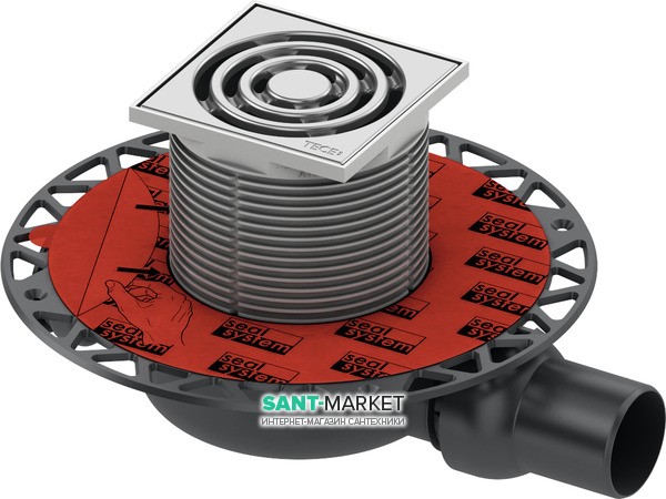 Дренажный трап для душа TECEdrainpoint S S110 низкий с горизонтальным выходом нержавеющая сталь/пластик 3601100